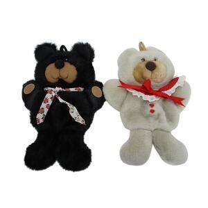 Vintage 1985 Hallmark Card Holder Christmas Stocking Plush Boy & Girl Teddy Bear